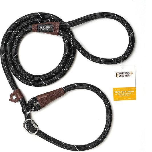 Slip Lead Dog Leash | 6 Feet Dog Rope Leash - Durable/Black