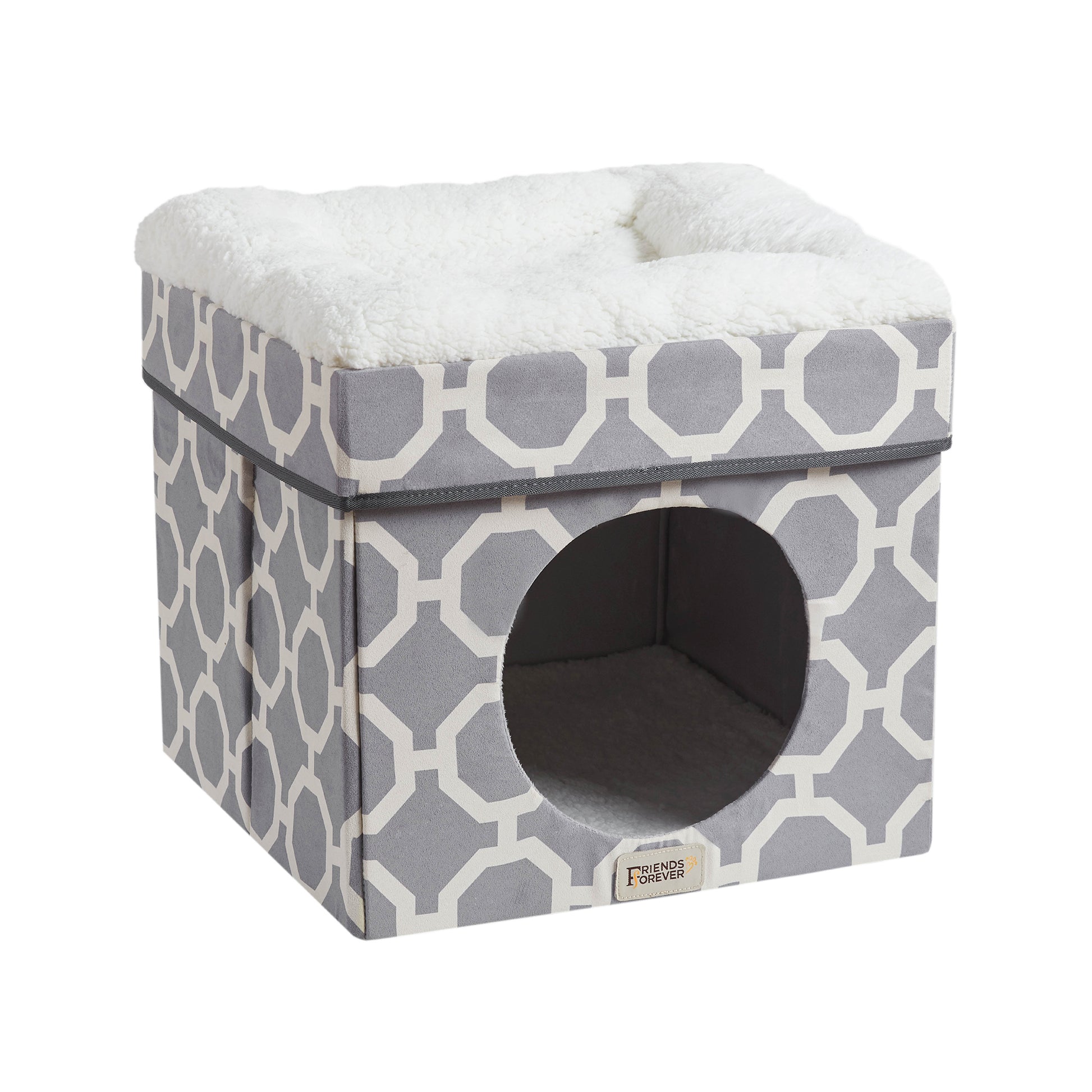 Cat House with Cat Bed | Collapsible Cat Cube Ottoman - Taylor