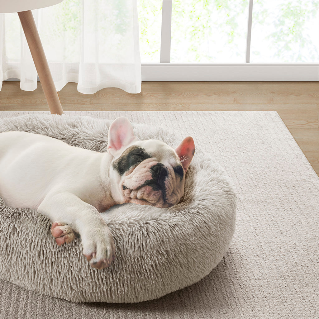 Calming Dog Bed & Cat Bed | Oval Pet Bed with Memory Foam - Serena/Tan